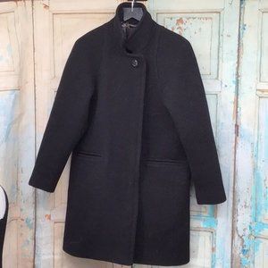 J Crew Womans Black Dusty Ginger Stadium Cloth Car Coat Size 4
